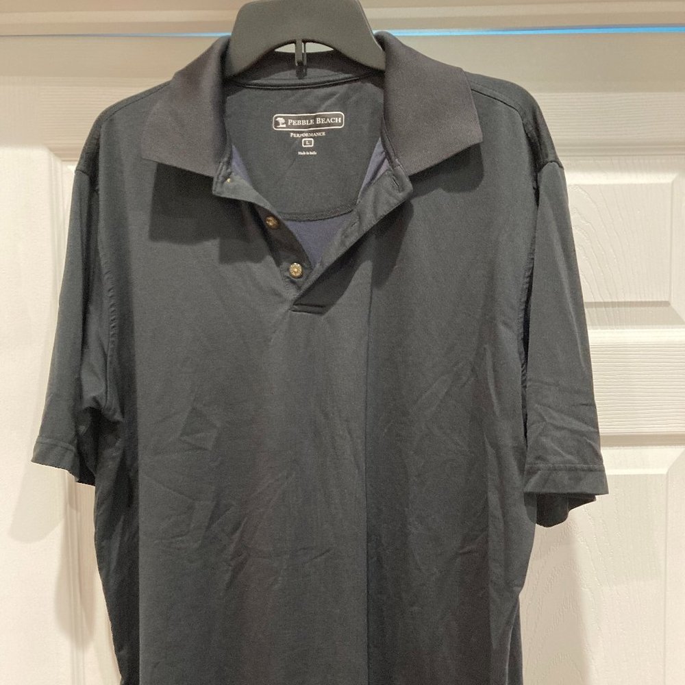 Men's Black Pebble Beach Polo Shirt.  Size L.